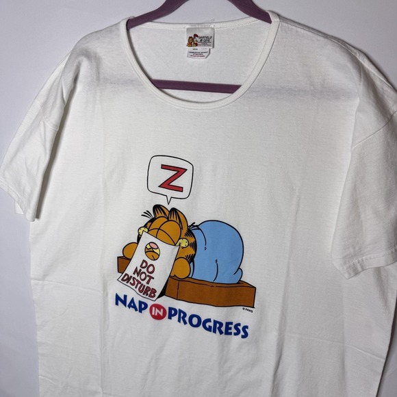 Vintage Garfield Cat Sleepshirt Nightgown One Size White Retro Nap 100% Cotton - Picture 5 of 13